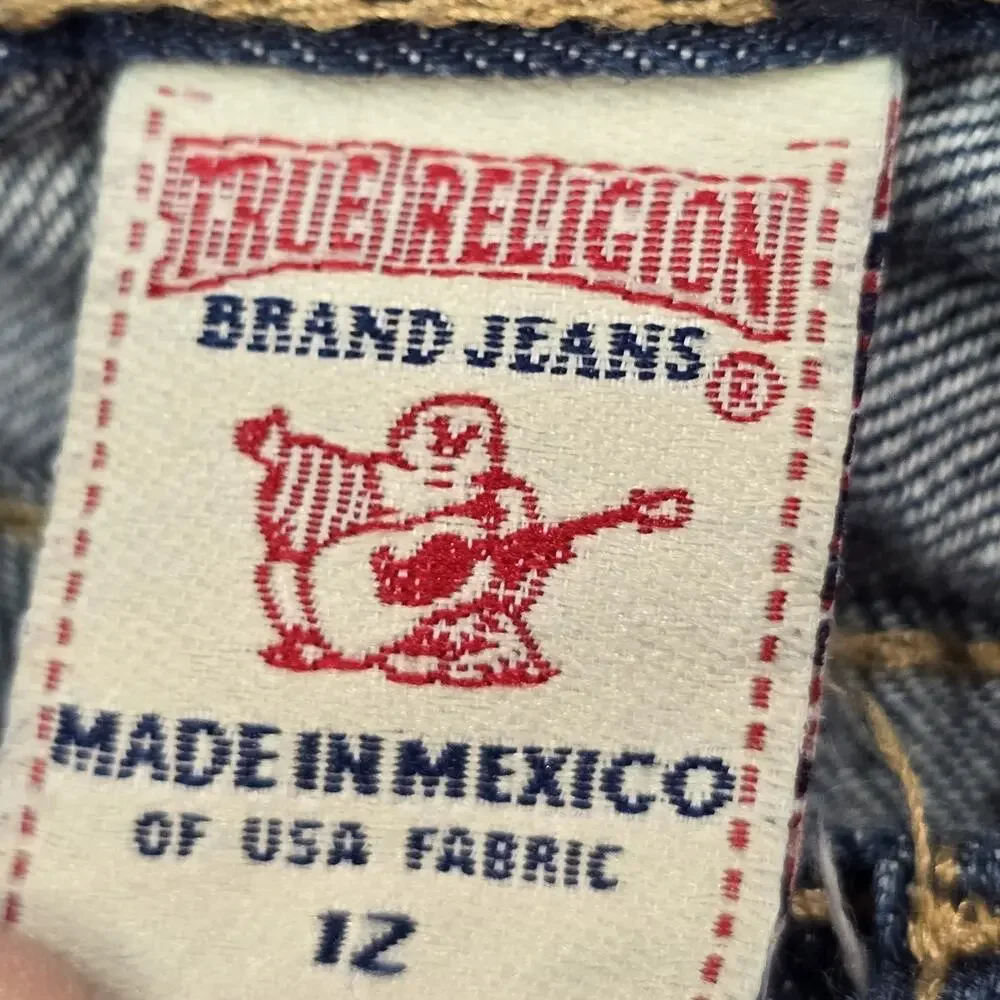True Religion Girls Jeans Size 12 Blue Denim Bootcut Cotton USA Fabric Kids
